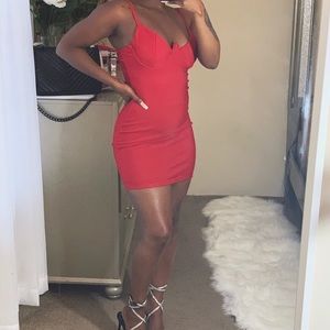 Red bondage dress